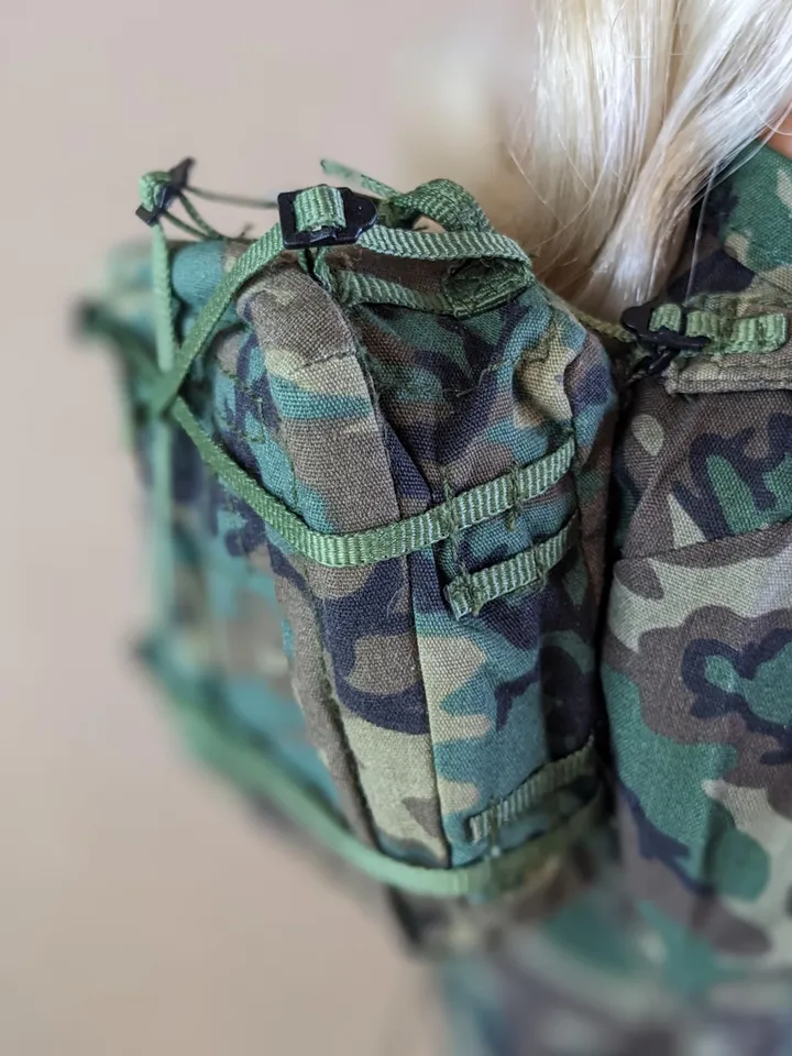 Military-style camo backpack for 12-inch fashion male dolls