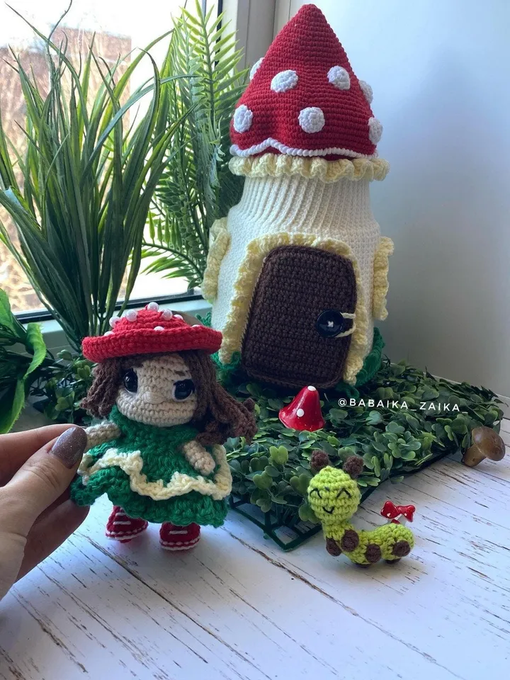 PDF Amanita House, Mushroom amigurumi pattern, Amanita ornament Mushroom House, Crochet decoration, Doll Pattern, Doll House