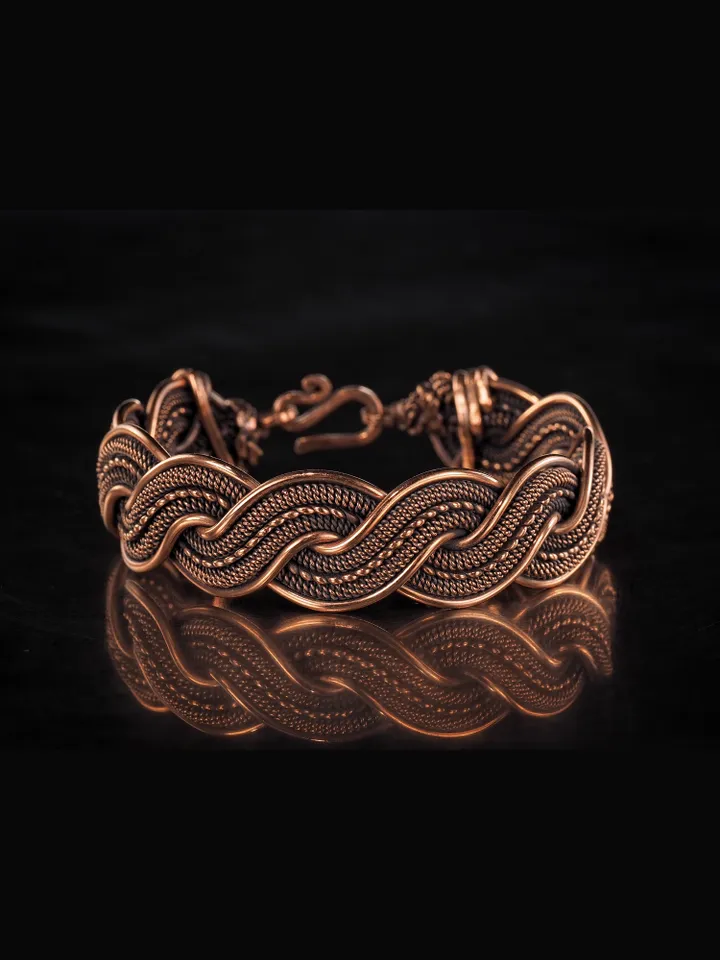 Copper wire wrapped bracelet for woman 7th Anniversary gift Small size bracelet