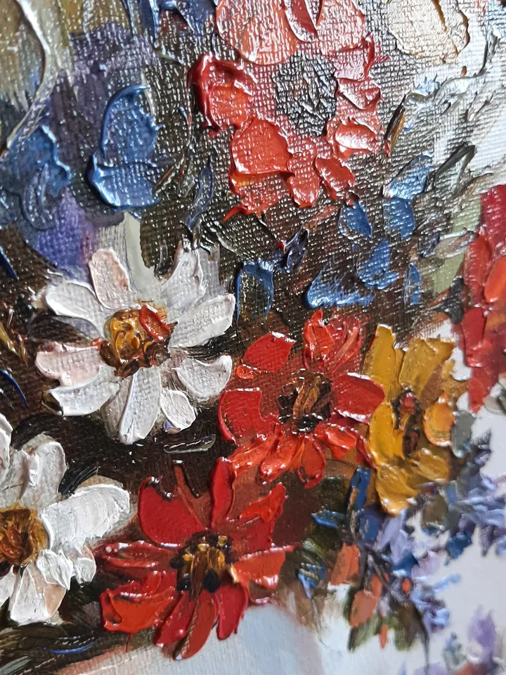 Flower oil painting Original art Wildflowers painting Palette wall art