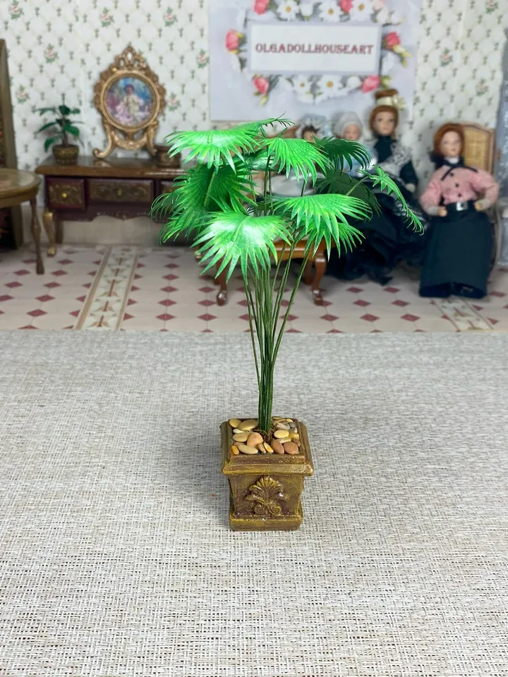 Palm tree for dollhouse. 1:12. Handmade. Dollhouse miniature. Plant for doll.