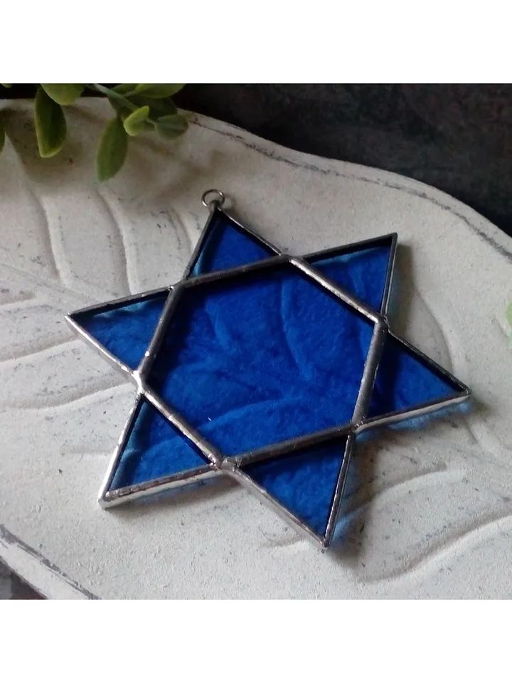 Star of David, Hanukkah, jewish star, Blue snowflake suncatcher, new year tree toy, seals of Solomon, star car hanger