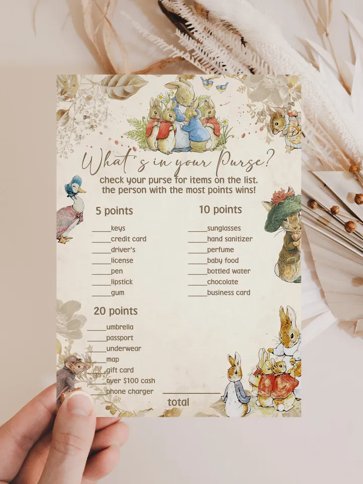 Peter Rabbit Baby Shower Games; Peter Rabbit Inspired; Printable Peter Rabbit Baby Shower Party Games; Peter Rabbit Shower Games; pr3