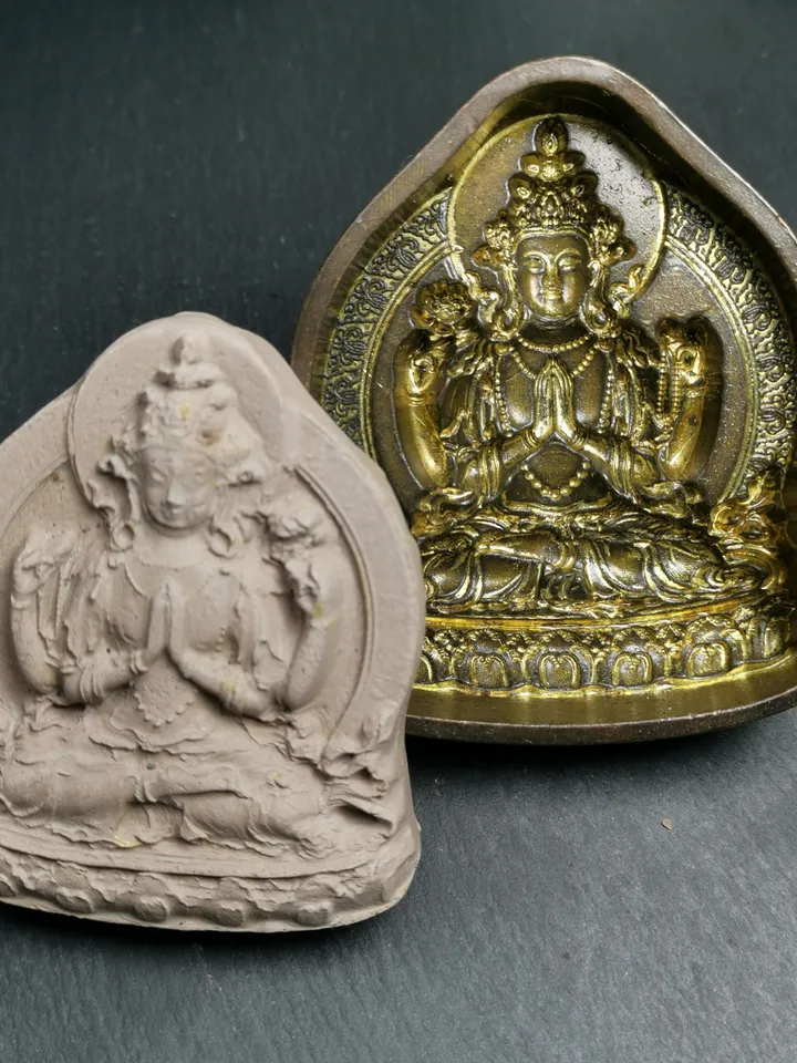 Chenrezig Tsa Tsa Mold,9cm Four Arms Padmapani, Gandhanra Handmade Tibetan Buddha Statue Mould For Making Clay Buddha Statue,Tsha Tsha