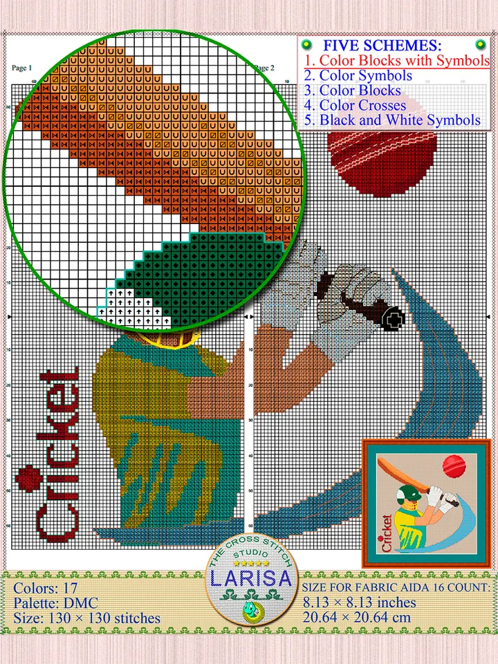 Cricket Cross Stitch Pattern | Cricketer | Cricket Player