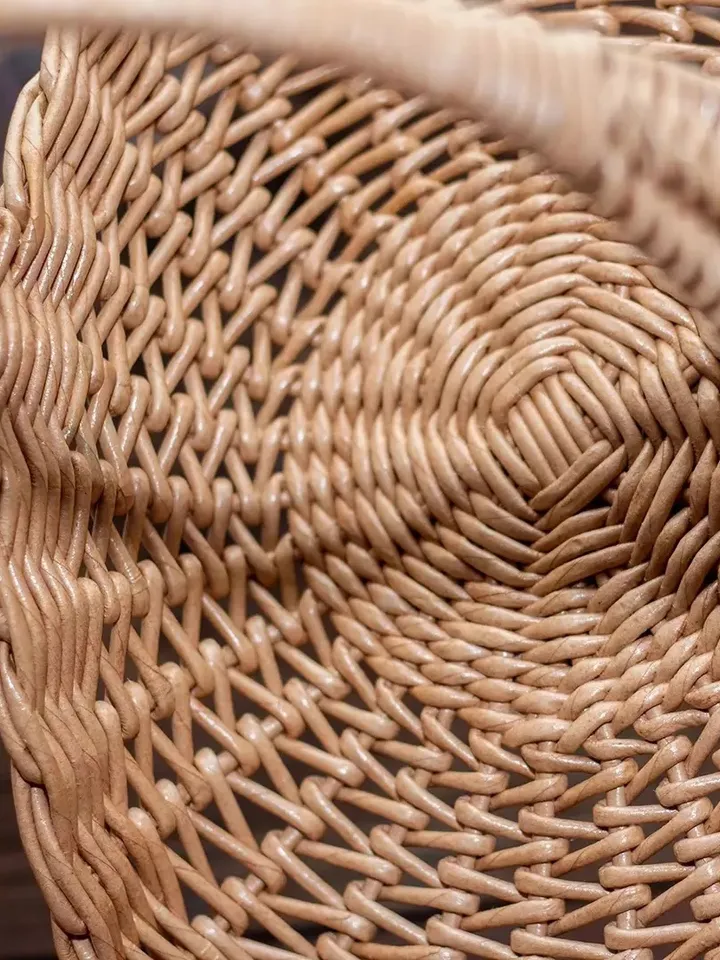 French basket Small openwork basket Wedding flowers basket Flat oval basket with handle