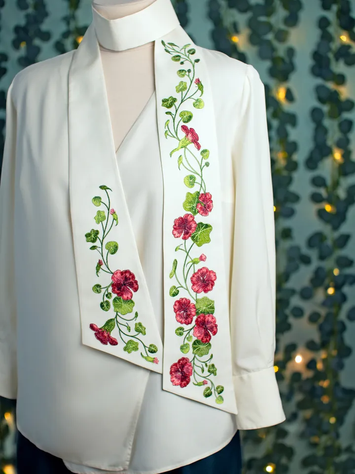 Set of Machine Embroidery Designs in Artistic Surface Technique Nasturtium