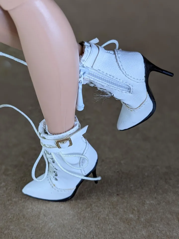 White heels boots for Integrity Toys fashion female dolls (Color Infusion)