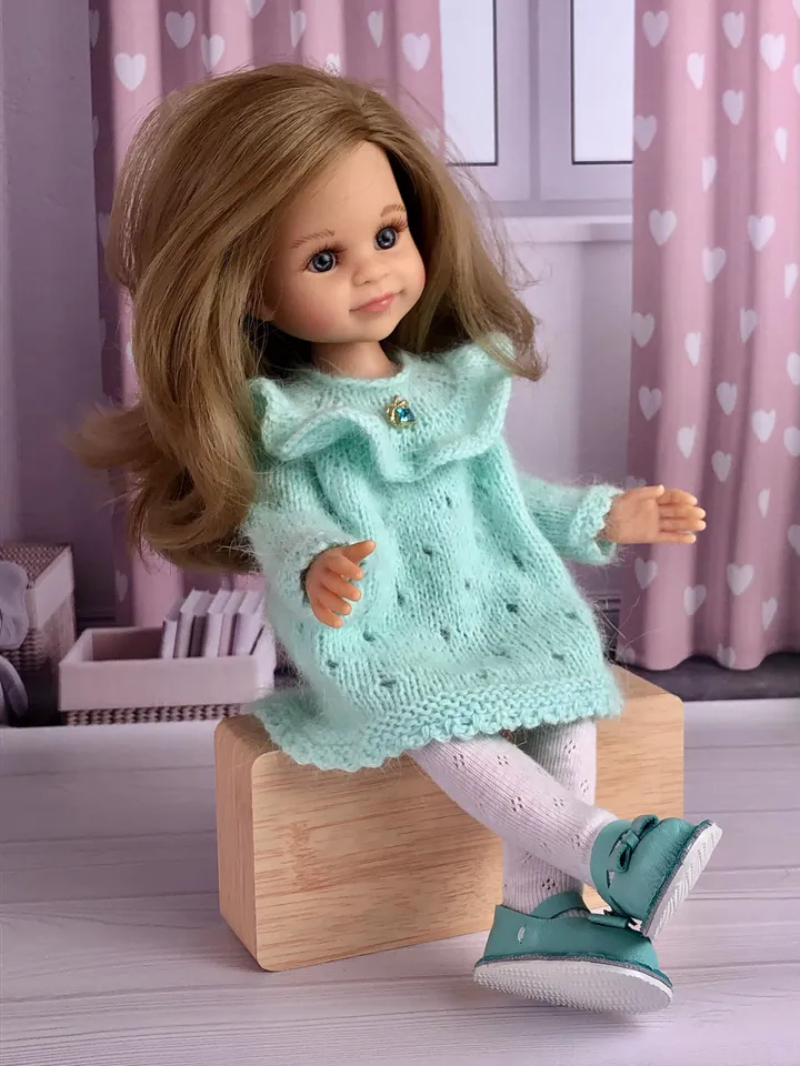 Paola Reina Doll Delight Set: Exclusive Handmade Outfit Dress, Tights, Shoes