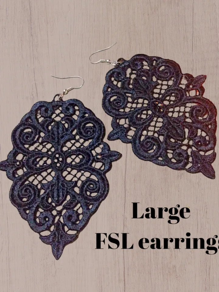 Lage Free Standing Lace Earrings machine embroidery design FSL pattern digital embroidery design  jewerly embroidery motif