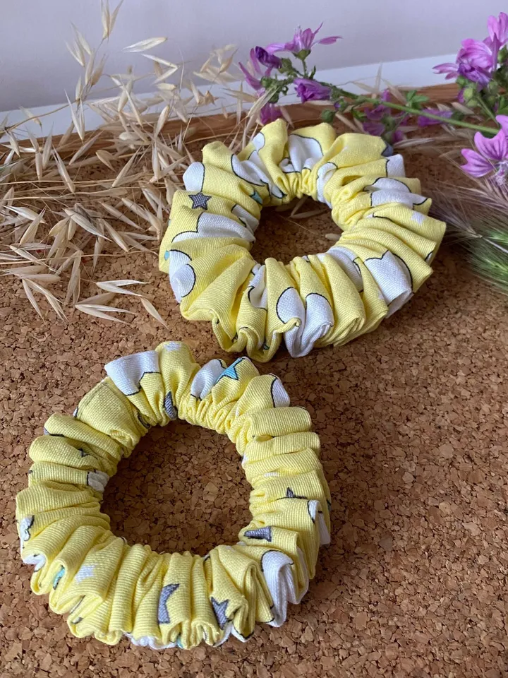 Yellow Handmade Hair Scrunchies Set