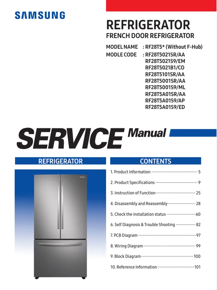 SAMSUNG RF28T5001SR/AA RF28T5101SR/AA SERVICE REPAIR MANUAL