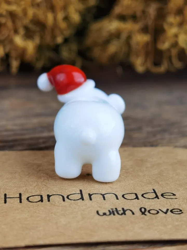 Glass beads Polar Bear beads Lampwork beads polar bear figurine Glass bear Miniature bear Tiny glass animals Blown glass art Terrarium