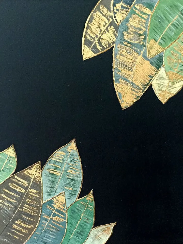 interior painting acrylic gold leaf leaves