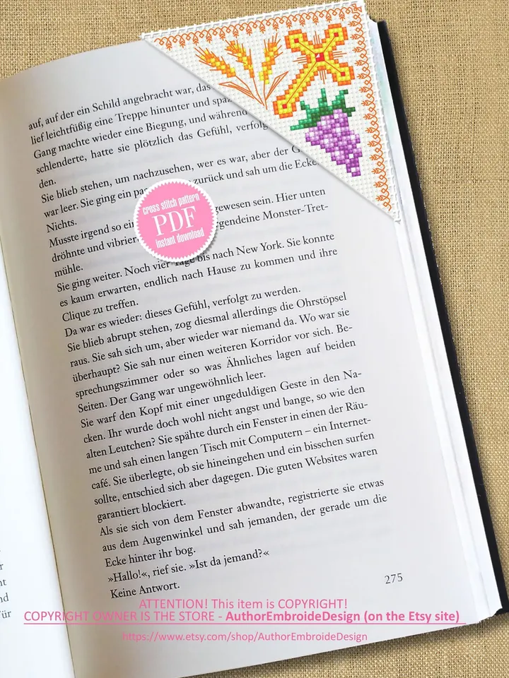 Corner bookmark cross stitch pattern PDF download Simple handmade bookmark digital PDF, Bible bookmark corner, Christian cross stitch #B130