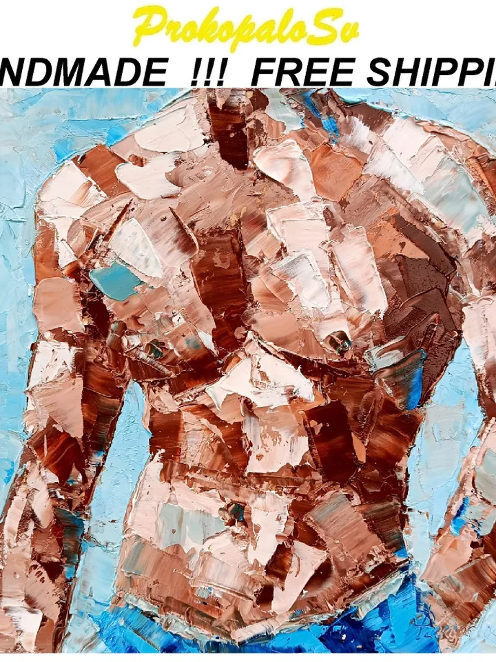 Gay Body Painting Male Original Art Men Abstract Wall Art Gay Wall Decor Gifts for Him Personalized Gifts by ArtProkopaloSv