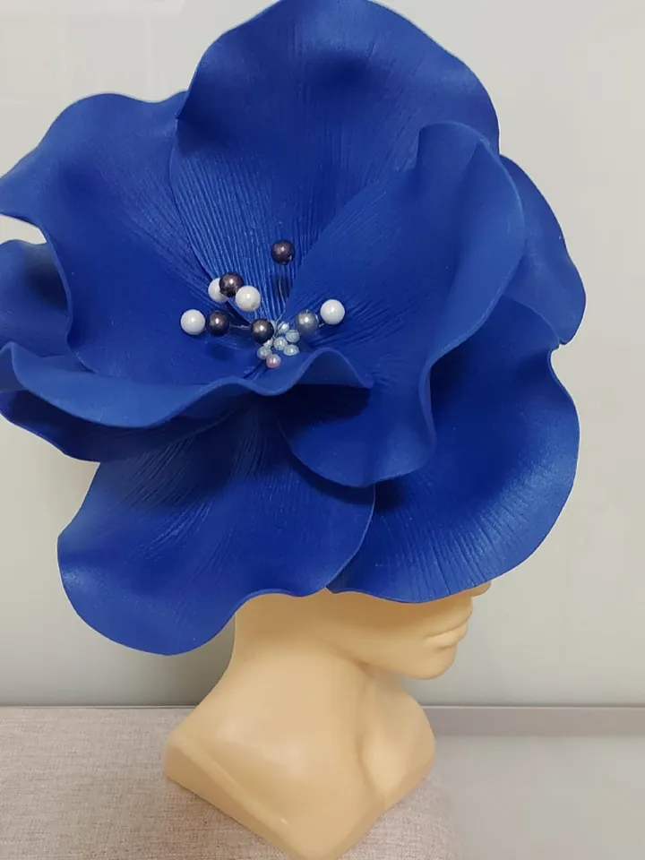 Large anemone Fascinator Kentucky Derby Hat, blue Flower headband, Tea Party Hat, Festival hat, Flower Hair Clips Fashion 2024