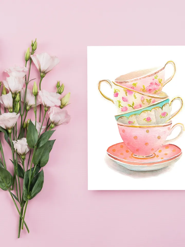 Greeting card Funny Birthday Card Thank You Card ForTea Lovers Tea Cups Thank You Card Nurse Card Gardener Card Flower Card Botanical Cards,