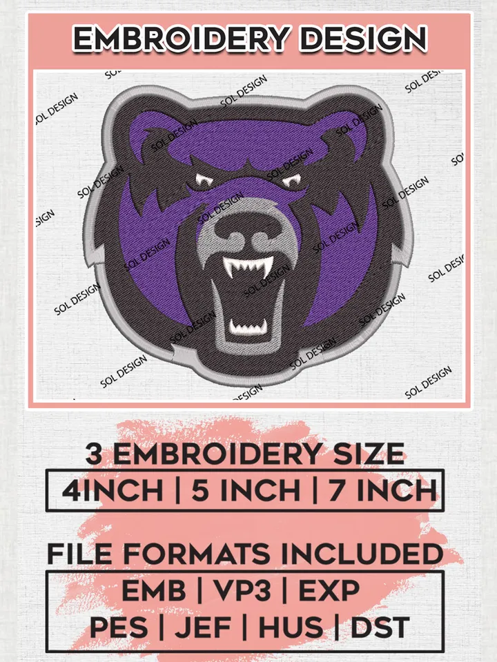 Central Arkansas Bears Embroidery Designs, NCAA Logo Embroidery Files, NCAA Central Arkansas Bears Logo, NCAA Embroidery Designs, Machine Embroidery Designs, Digital Download