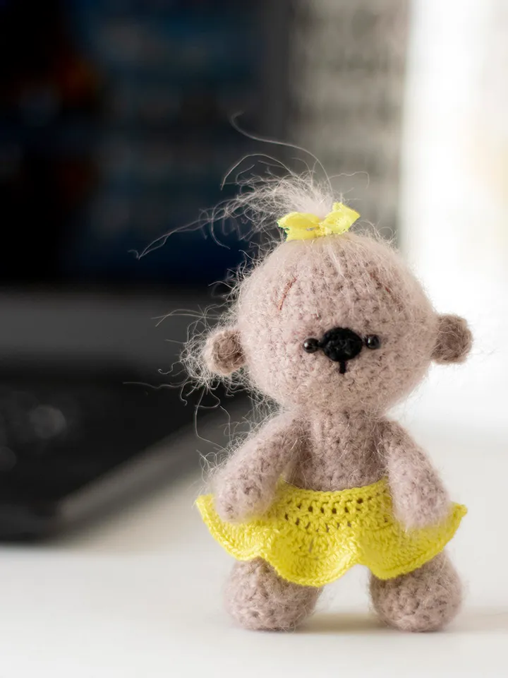 Cute crochet teddy bear gift for lovers of these animals, smal stuffed teddy bear plush toy, handmade gift for girl
