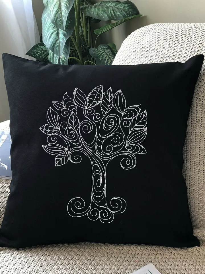 Mandala tree of life blackwork pattern PDF download Backstitch chart Mandala ornament tree, Blackwork tree embroidery PDF, Nature, Leaf #W24