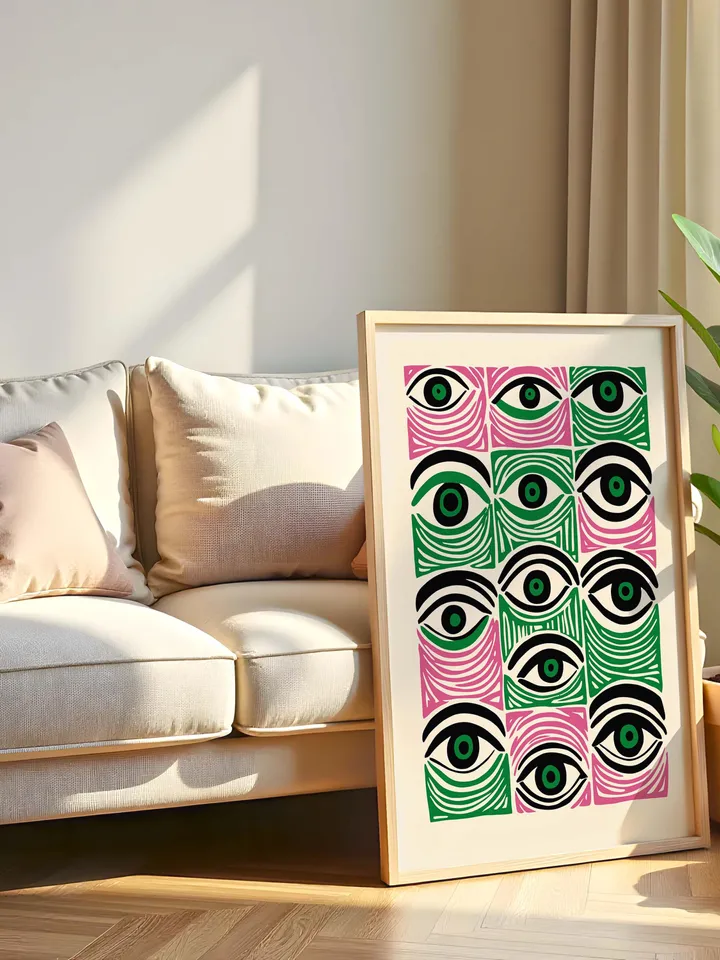 Abstract Eye Wall Art, Colorful Modern Eye Prints, Minimalist Digital Eye Poster Set, Vibrant Home Office Decor, Instant Digital Download