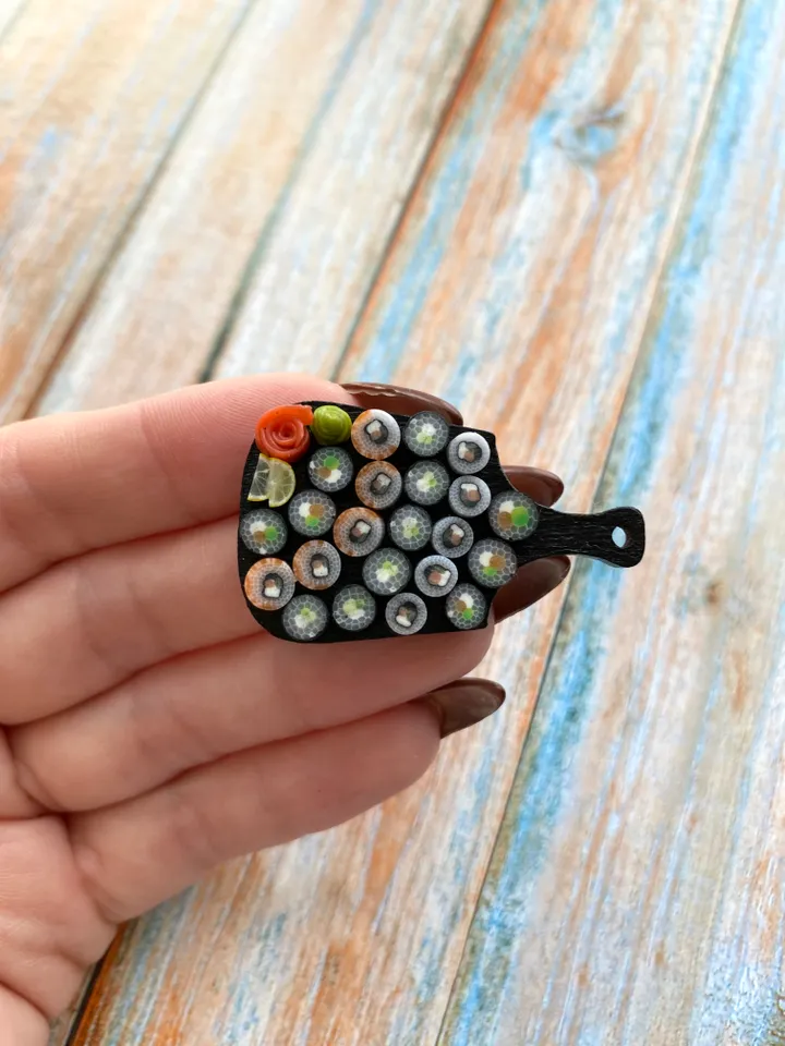 Magnet Miniature Sushi Board with Polymer clay Souvenir