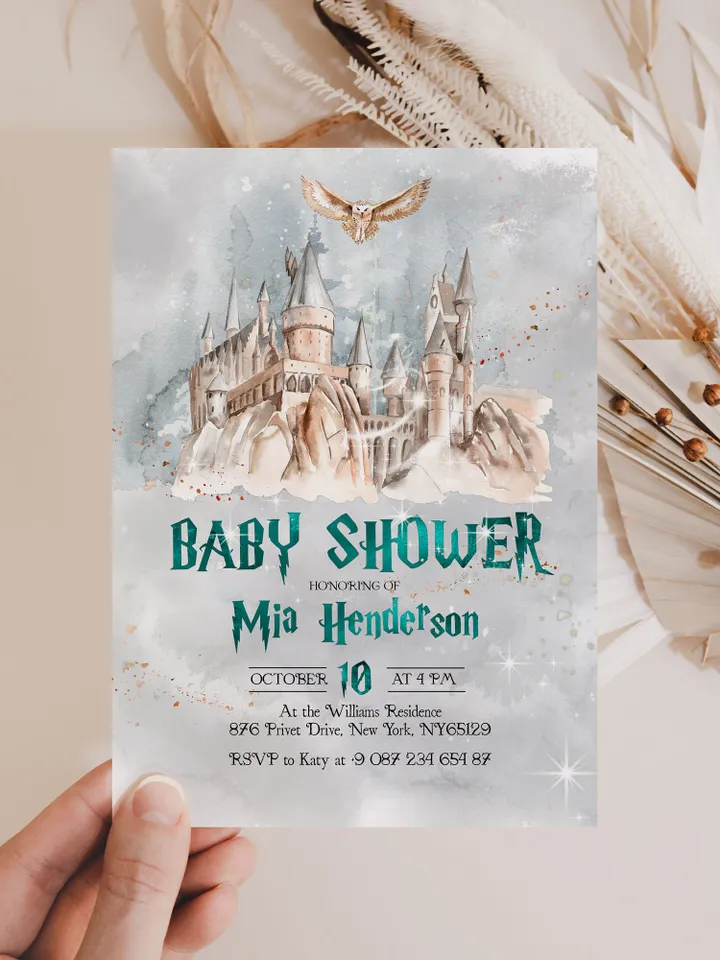 Christmas Magic School Baby Shower Invitation; Editable Winter Wizard Baby Shower invitation; Magic School Baby Shower Printable Invitation