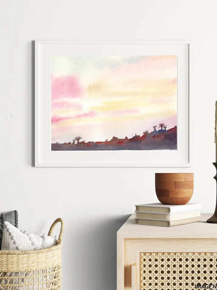Landscape Watercolor Wall Art Print Forest Trees Art Landscape Wall Art Mountain Poster Watercolor Landscape living Room Print still Life