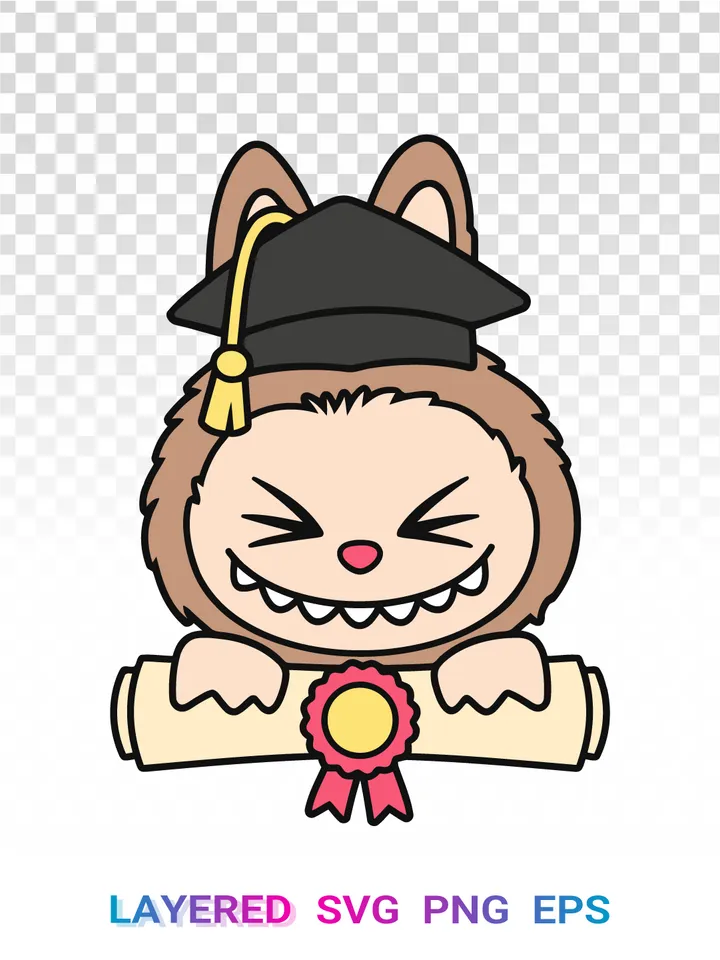 🎓 Graduation Labubu SVG PNG, Graduate Cricut Clipart