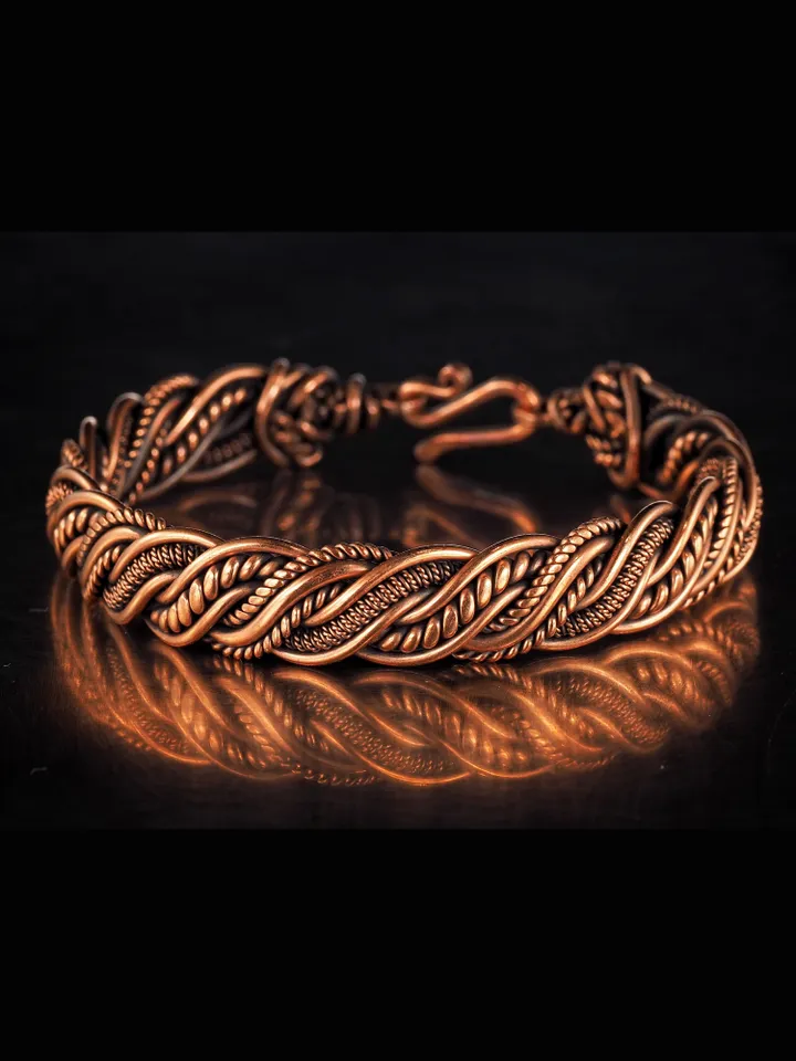 Wire wrapped copper bracelet Antique style copper jewelry WireWrapArt