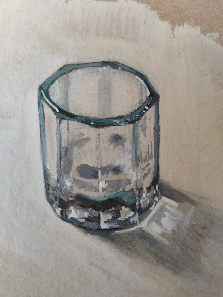 A Glass Cup. Original gouache painting.