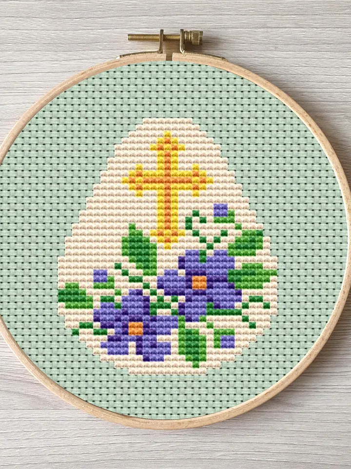 Easter pattern pdf cross stitch, Easy embroidery DIY, small pattern egg