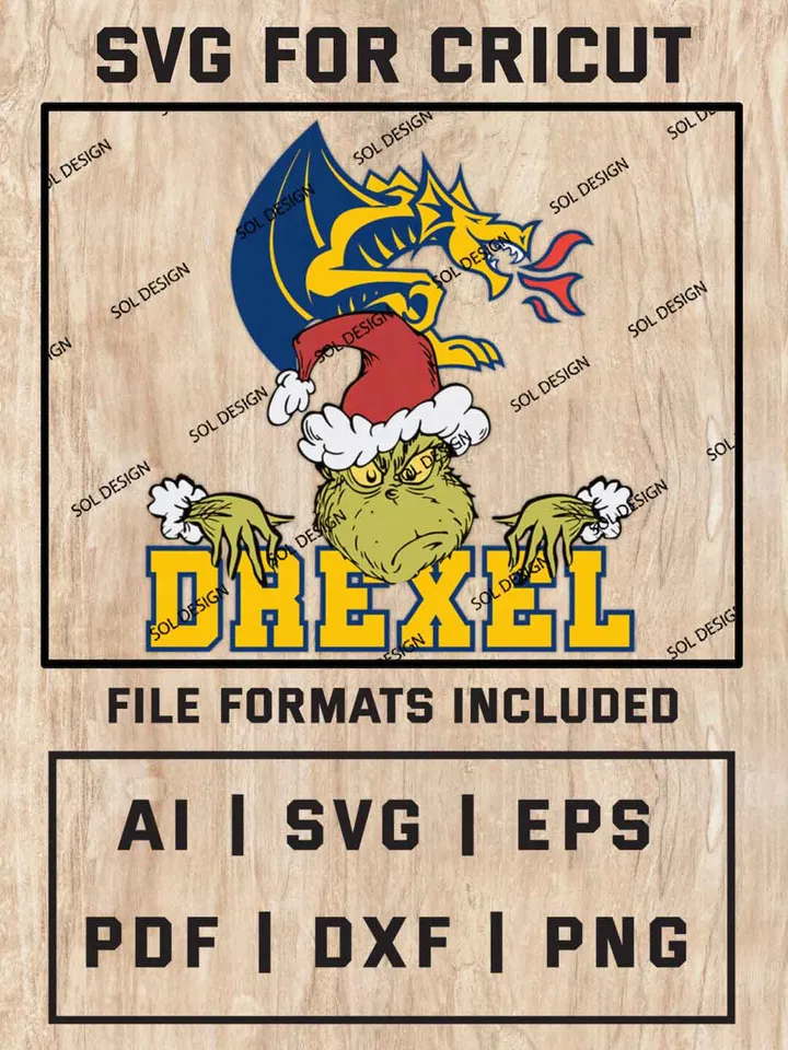 Grinch Drexel Dragons SVG, NCAA SVG Design, NCAA Drexel Dragons SVG, NCAA Dragons Cricut, Christmas Svg, Grinch svg, Digital Download