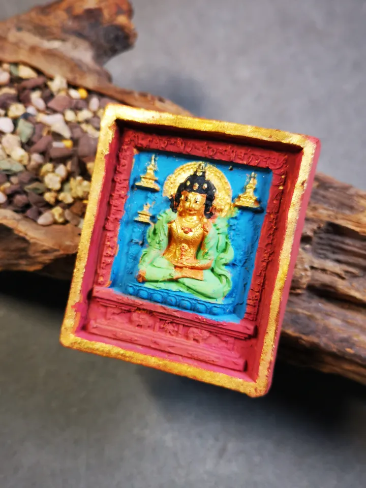 Gandhanra Painted Tibetan Tsa Tsa Mold Statue,Shakyamuni,Gautama Buddha,Blessed in Zaki Temple
