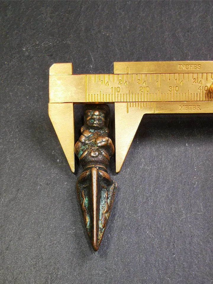 Gandhanra Antique Tibetan Amulet ,Vajrapani Phurba,Kila(Dorje Phurba) , Trantic Buddhism Ritual Implement Pendant,Made of Copper,2.6"