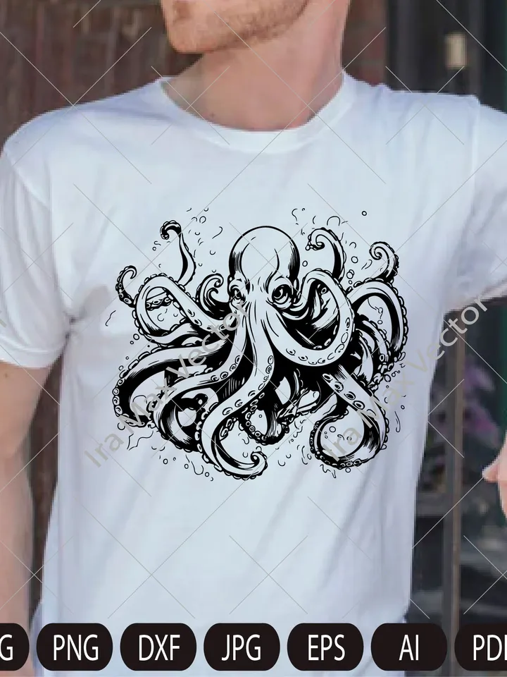Octopus SVG, kragen svg, Octopus printable, Octopus detailed, Octopus clipart,devilfish svg,poulpe svg