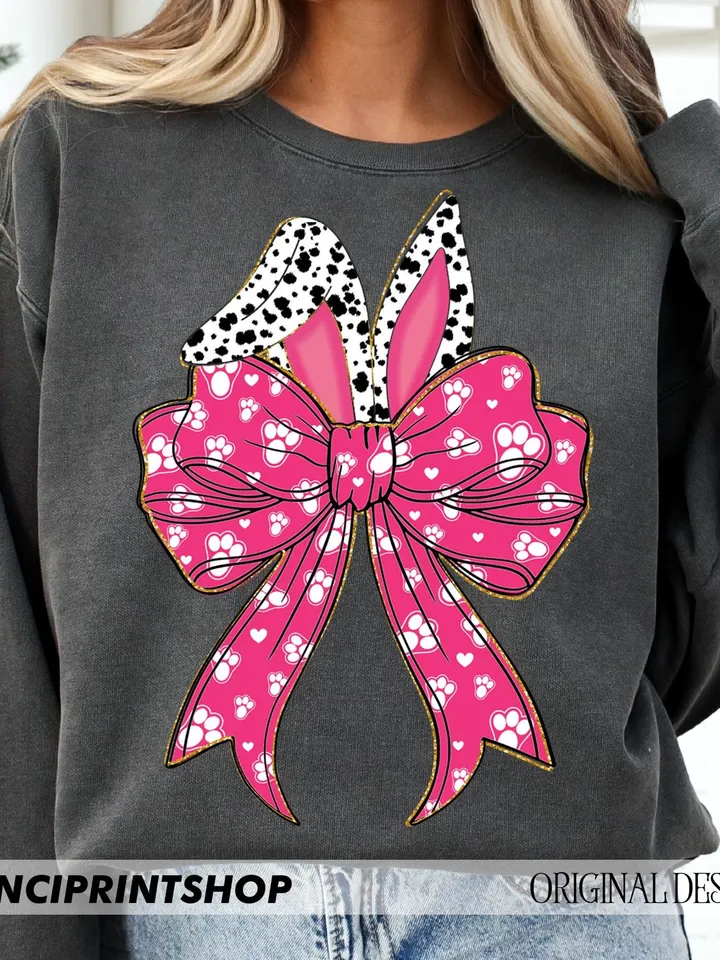 Glitter Easter Bunny Coquette PNG, Happy Easter png, Girls Easter png, Bunny Ears png, Jesus Easter, Easter Day png, Sublimation Design