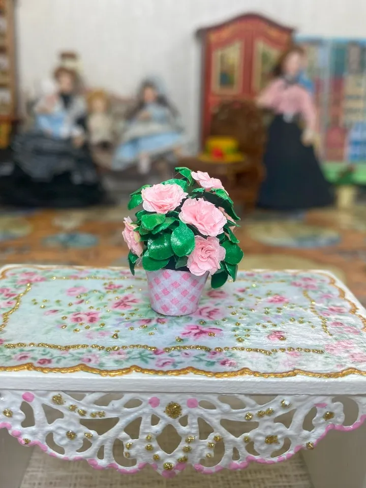 Flower in a flowerpot. miniature dollhouse. 1:12. Plant for a doll. Flowers for a doll.