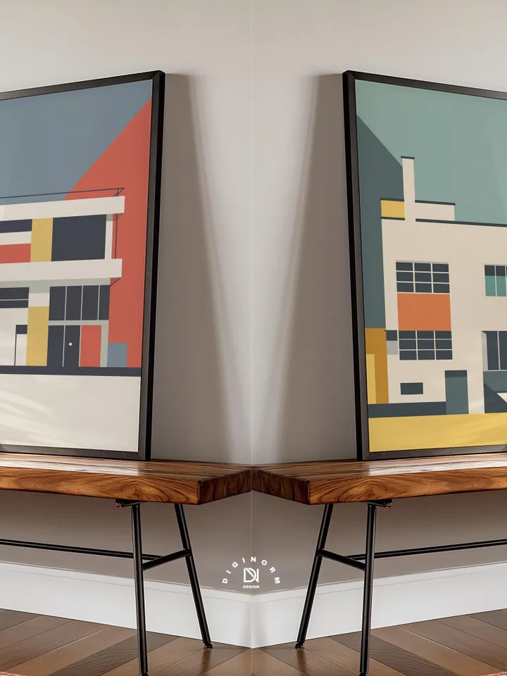 Bauhaus Set of 6 Poster, Bauhaus Building Architectural Print, Gallery Wall Set, Mid Century Modern, High Quality Digital Download print set