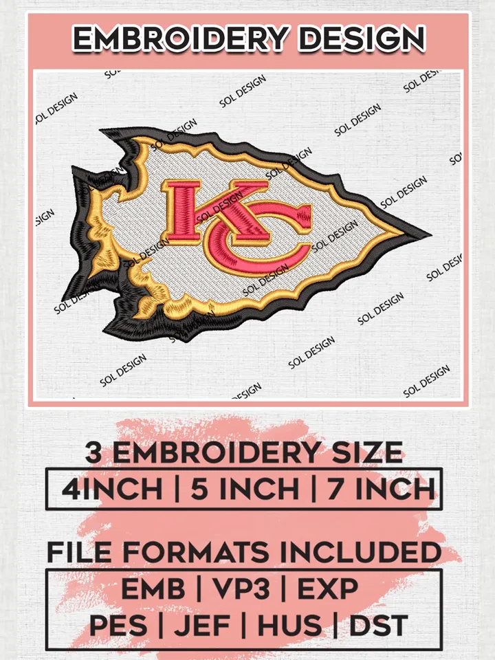 Kansas City Chiefs Arrow Logo Embroidery Designs, NFL Chiefs , NFL Logo Embroidery Files, NFL Kansas City Chiefs Machine Embroidery Design, Digital Download