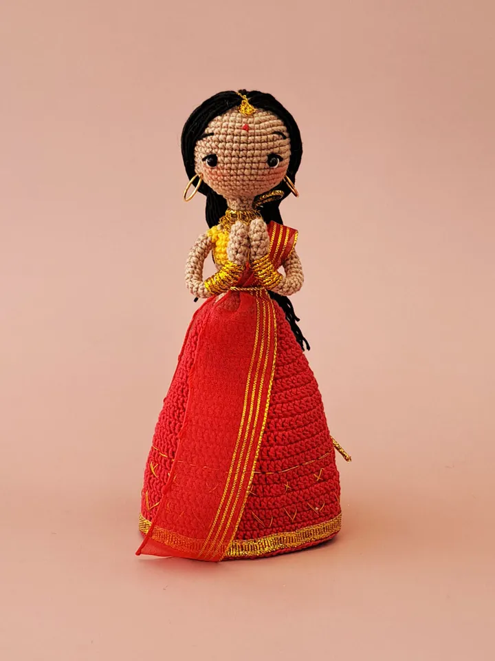 Crochet indian doll. indian handmade gift. amigurumi indian doll.