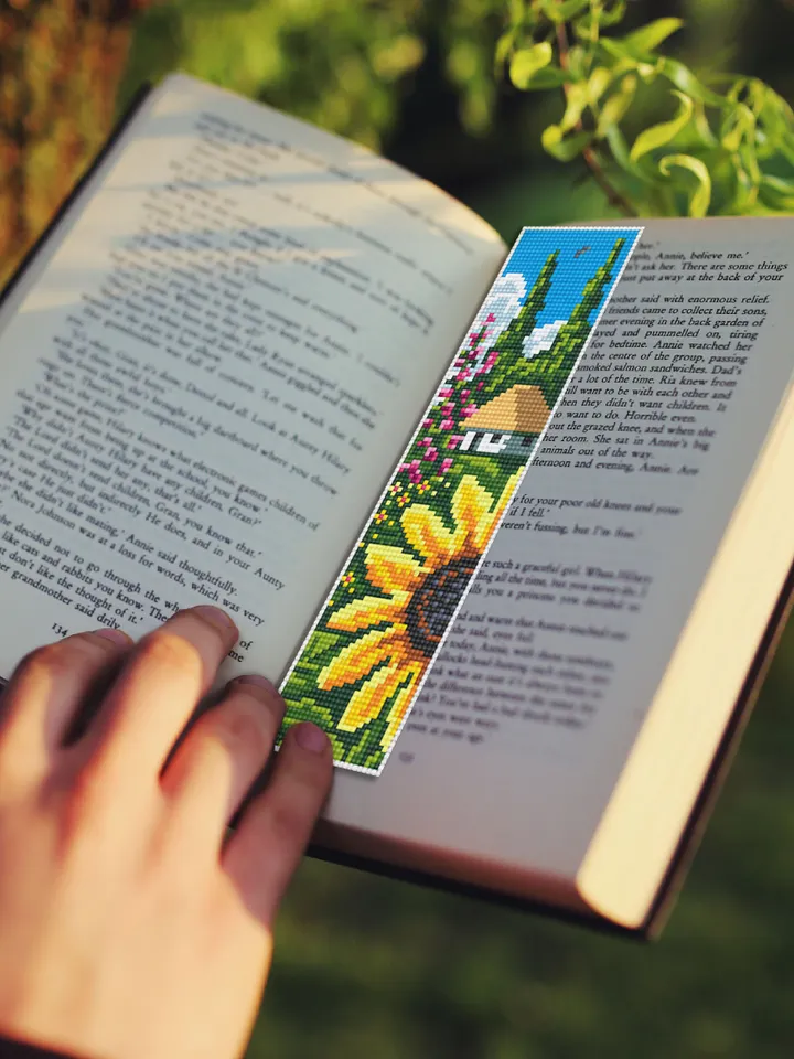 Bookmark set Ukraine cross stitch pattern PDF download Nature cross stitch chart, Bookmark pattern digital PDF, Sunflower, Village #B234