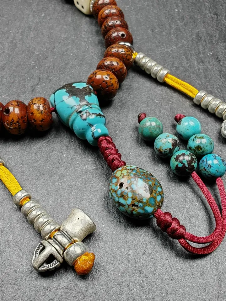Gandhanra Authentic Tibetan Handhold Wrist Mala - 10mm Old Lotus Seed Beads Bracelet - Best Portable Buddhist Prayer Beads for Meditation