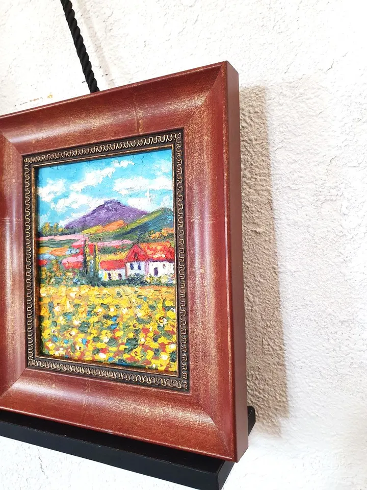 Oil painting Field of sunflowersTuscany Italy