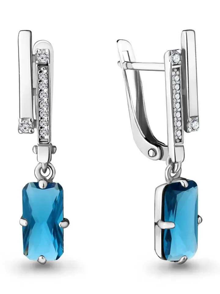 Earrings silver 925 with topaz London and cubic zirconia