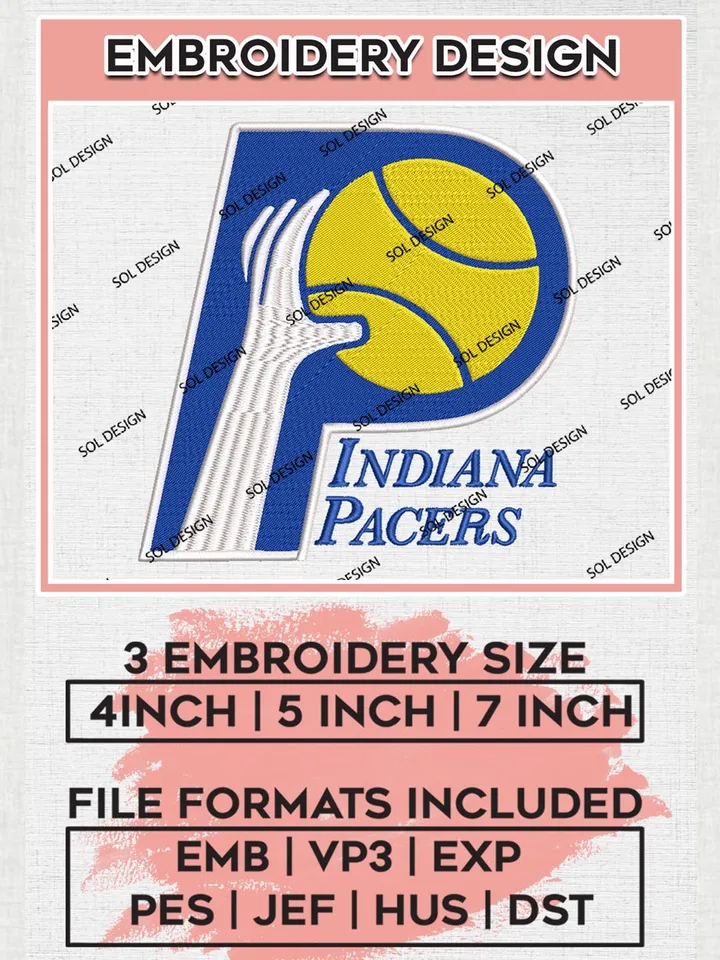 Indiana Pacers Embroidery Designs, NBA Indiana Pacers Embroidery Files, Machine Embroidery Pattern, NBA Logo Machine Embroidery, NBA Embroidery Design, Digital Download