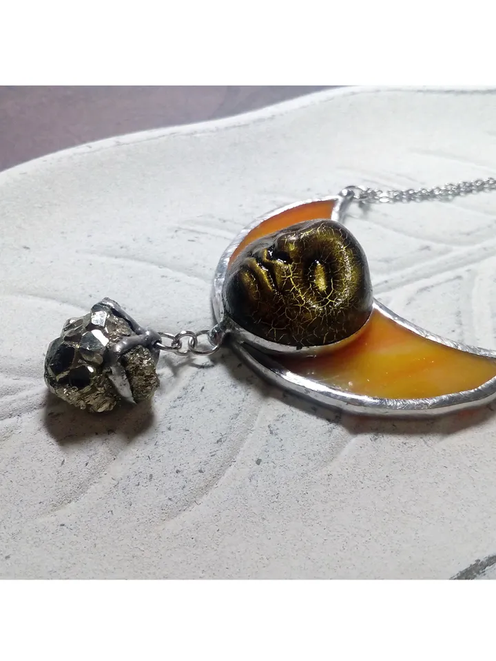 Moon crescent necklace, Moon Goddess. witchy aesthetic, blood moon necklace, lilith, soldered crescent, Halloween moon