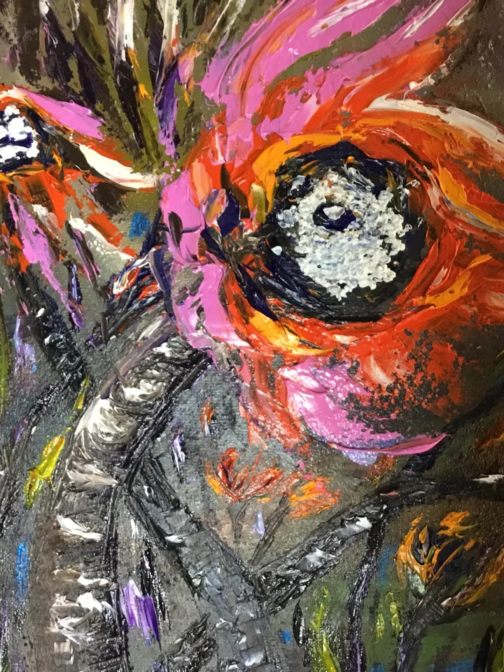 Flowers oil painting,fantasy bright flowers,abstract flowers impasto painting,hand made oil painting,home decoration.