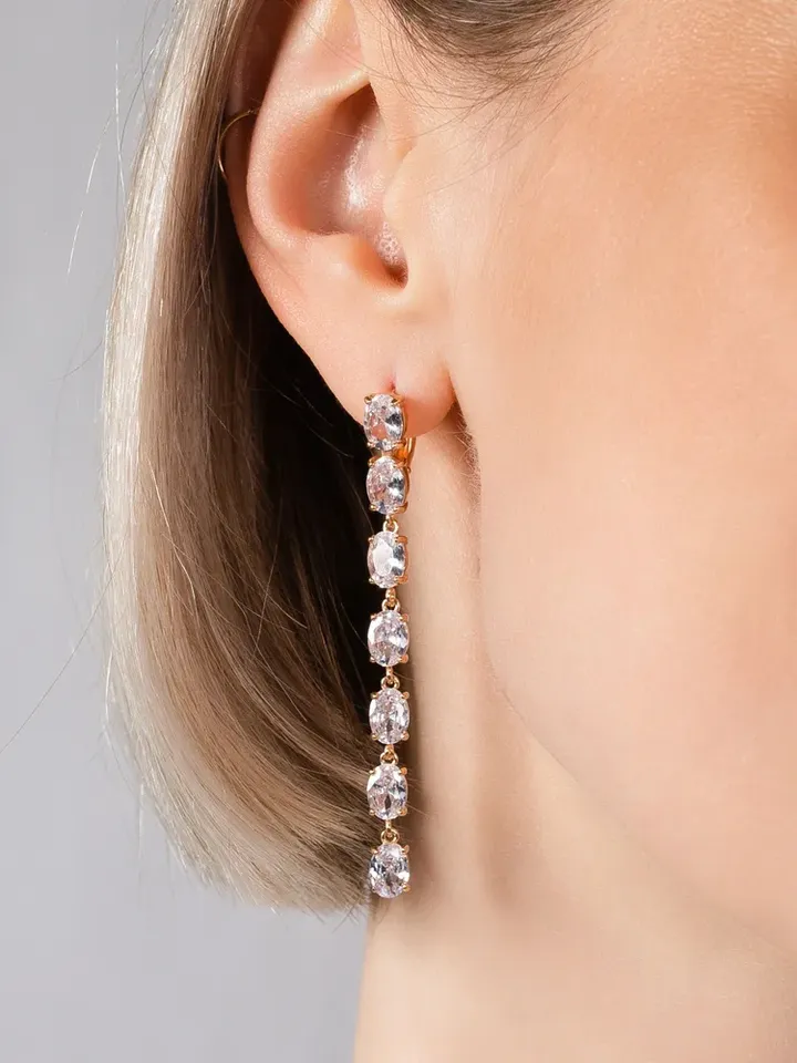 Long earrings silver 925 with cubic zirconia